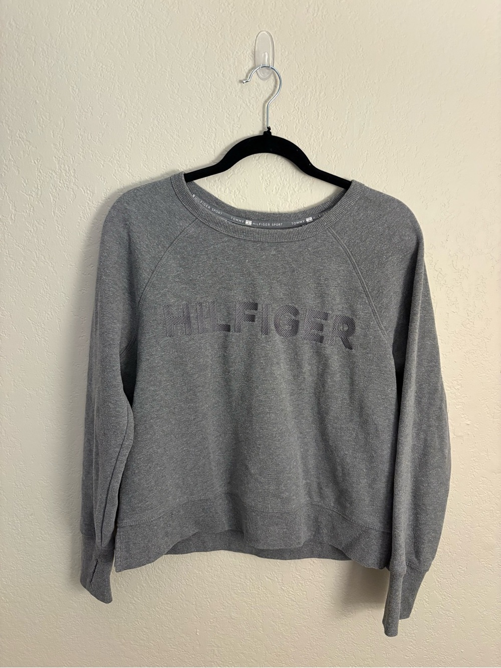 Tommy Hilfiger Gray Embossed Logo Crewneck Sweater